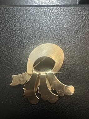 Gold Tone Floral Drop Brooch - Gold Color